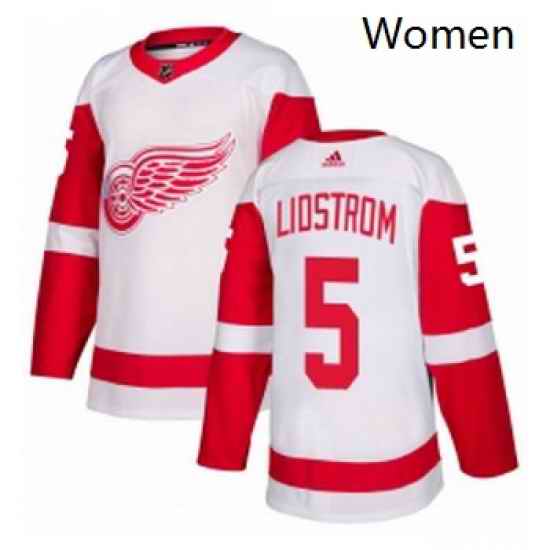 Womens Adidas Detroit Red Wings 5 Nicklas Lidstrom Authentic White Away NHL Jersey